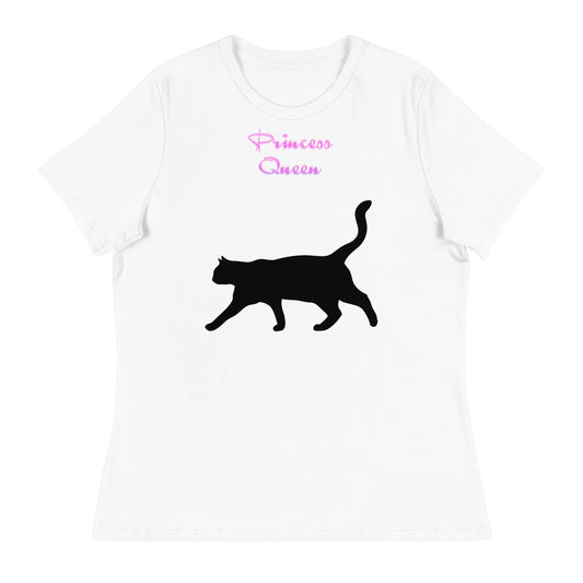 Women's White T-Shirt with Elegant Cat with a text "Princess Queen" at $25.97 found at Personalizedpetlovergifts