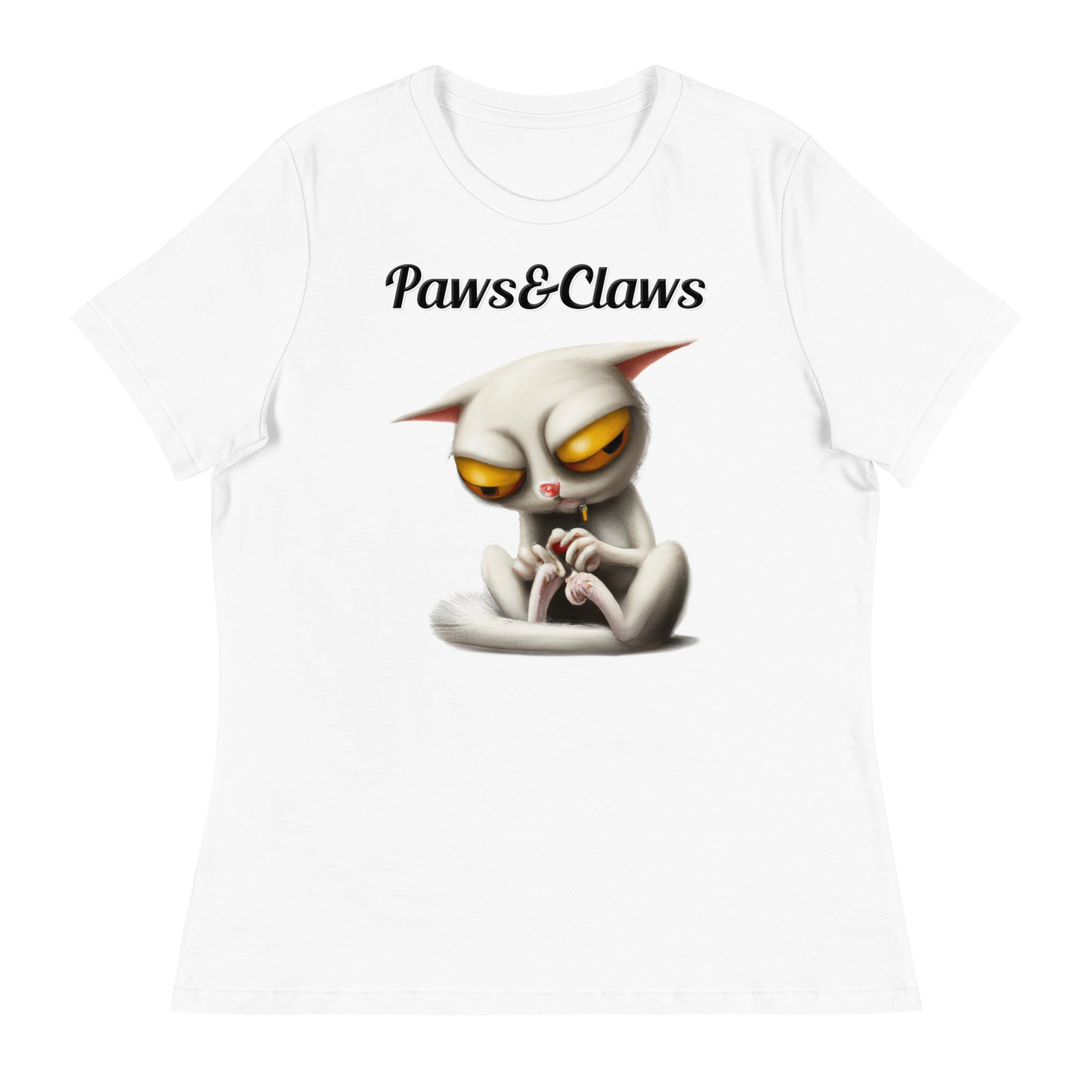 Women's White T-Shirt with text Strange Alien Cat with a text "Paws&Claws" at $25.97 found at Personalizedpetlovergifts