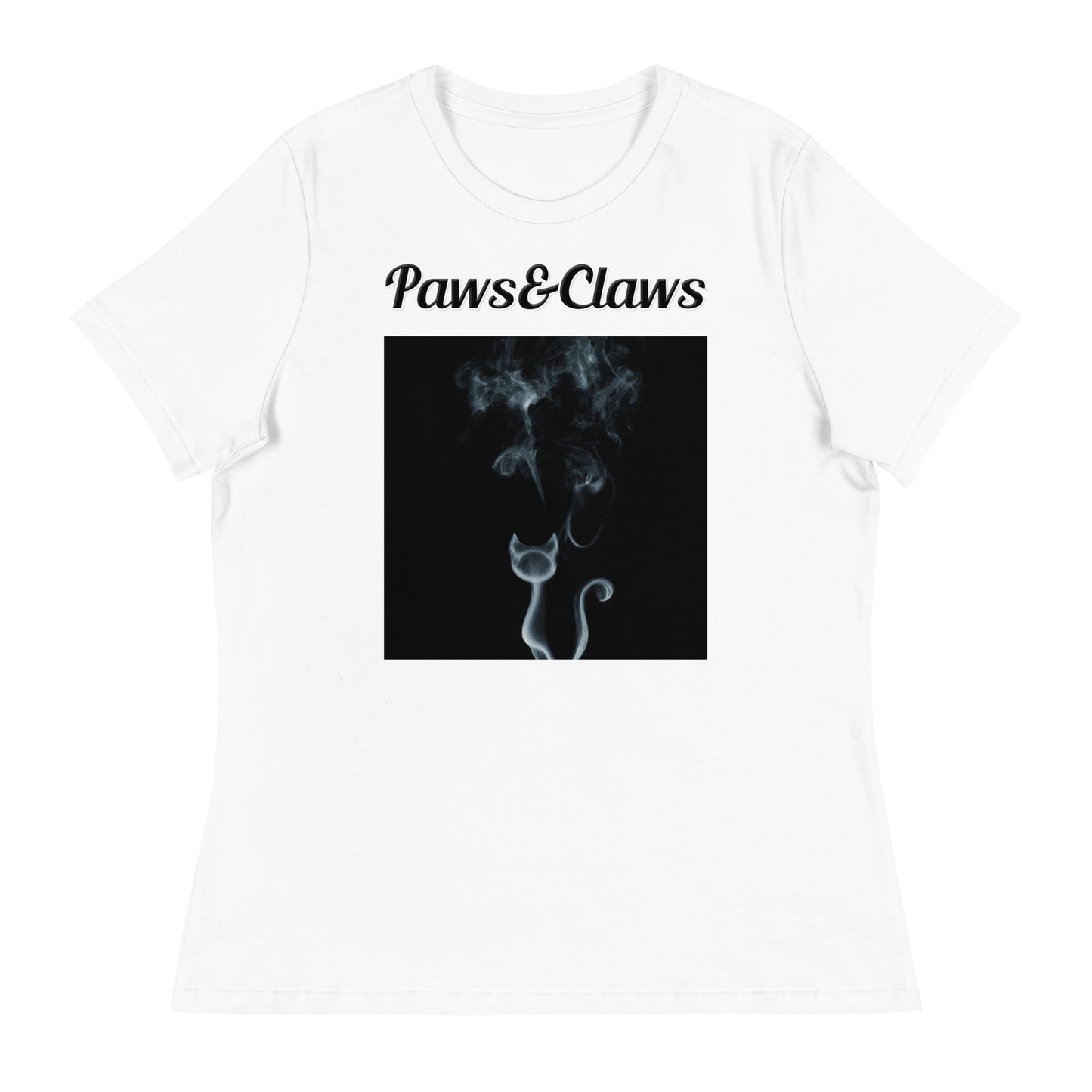 Women's White T-Shirt with text Smoky Cat with a text "Paws&Claws" at $25.97 found at Personalizedpetlovergifts