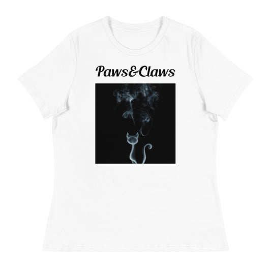 Women's White T-Shirt with text Smoky Cat with a text "Paws&Claws" at $25.97 found at Personalizedpetlovergifts