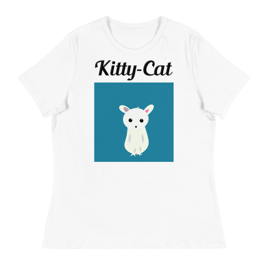 Women's White T-Shirt with text White Creature with a text "Kitty-Cat" at $25.97 found at Personalizedpetlovergifts