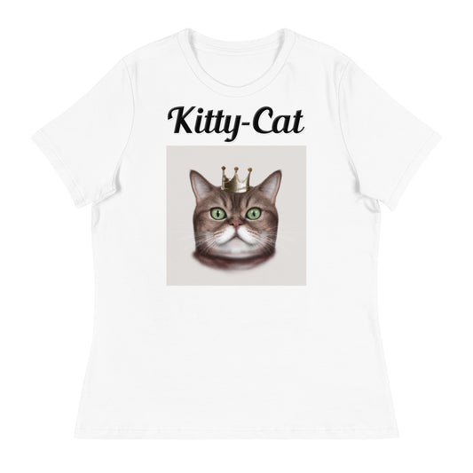 Women's White T-Shirt with text Thick Cat With a Crown with a text "Kitty-Cat" at $25.97 found at Personalizedpetlovergifts