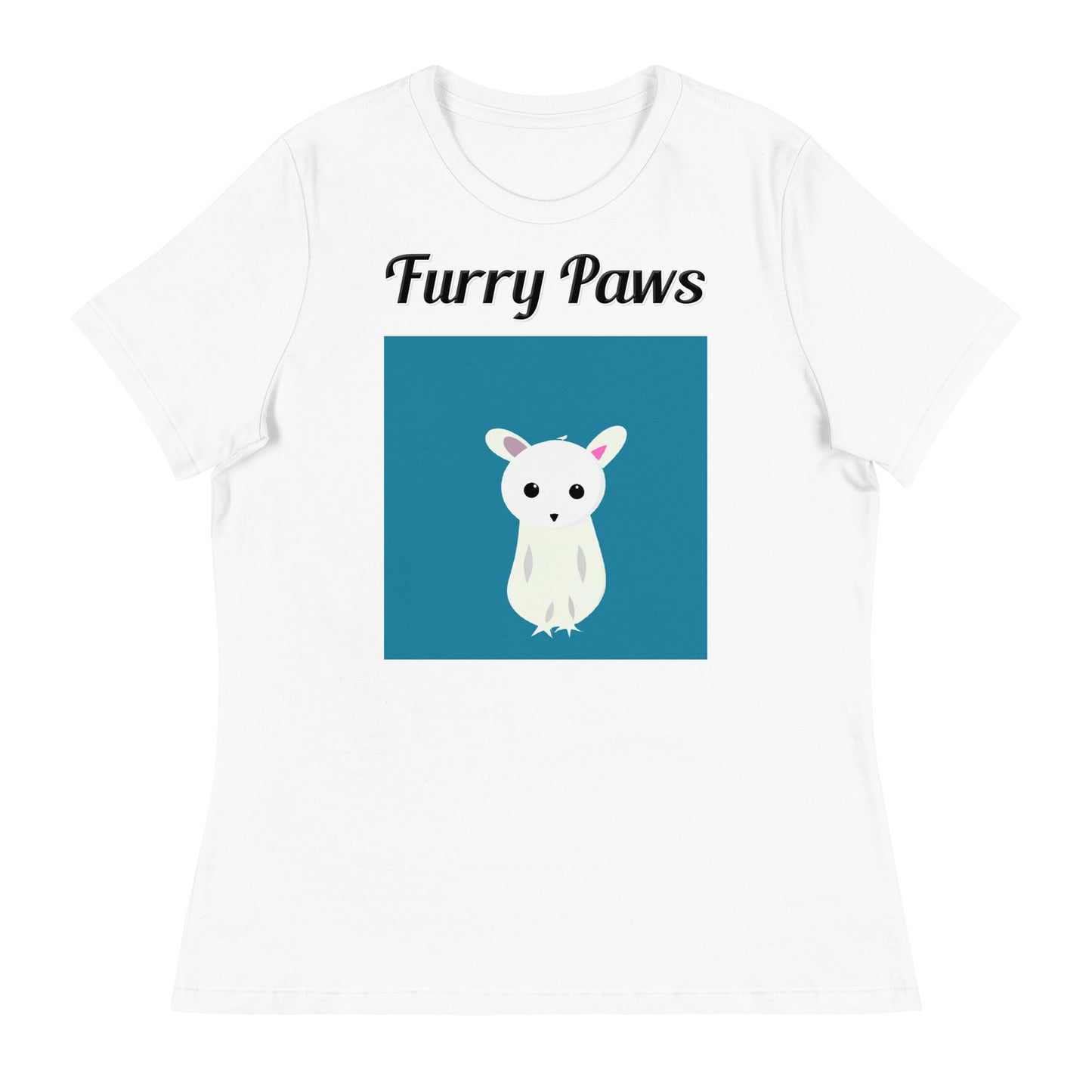 Women's White T-Shirt with text White Creature with a text "Furry Paws" at $25.97 found at Personalizedpetlovergifts