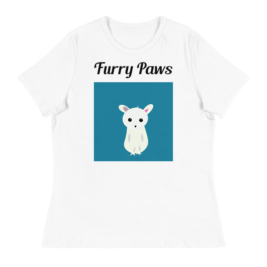 Women's White T-Shirt with text White Creature with a text "Furry Paws" at $25.97 found at Personalizedpetlovergifts